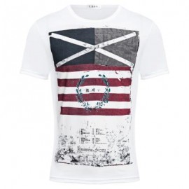 image of RETRO MALE GEOMETRIC PRINT CLOSE-FITTING THIN SHIRTS (WHITE L/XL/2XL/3XL) 2XL