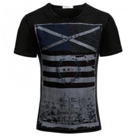 image of RETRO MALE GEOMETRIC PRINT CLOSE-FITTING THIN SHIRTS (BLACK L/XL/2XL/3XL) 2XL