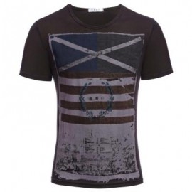 image of RETRO MALE GEOMETRIC PRINT CLOSE-FITTING THIN SHIRTS (BROWN L/XL/2XL/3XL) XL