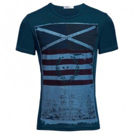 image of RETRO MALE GEOMETRIC PRINT CLOSE-FITTING THIN SHIRTS (BLUE L/XL/2XL/3XL) XL