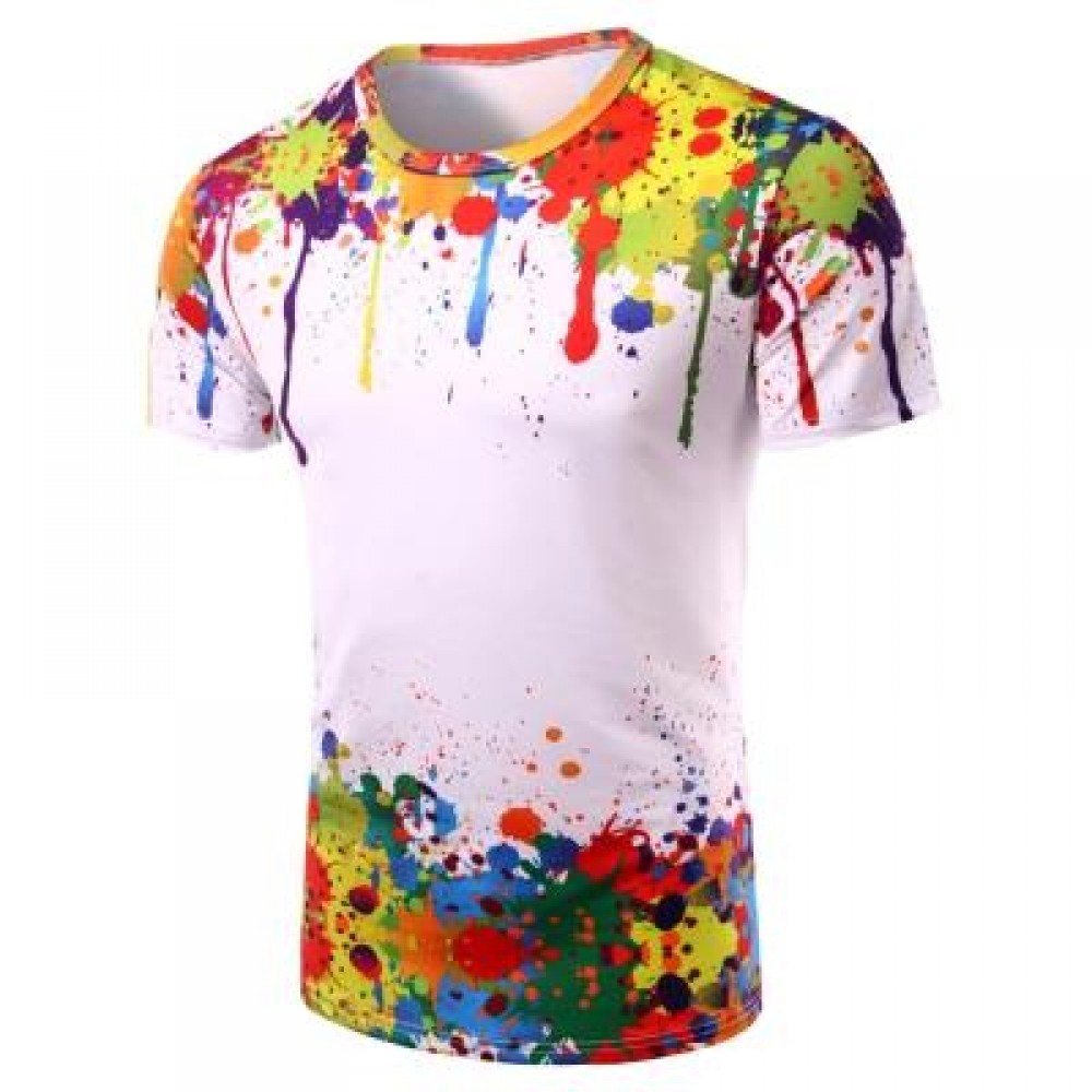 3D COLORFUL SPLATTER PAINT SHORT SLEEVE T-SHIRT (COLORMIX) L 3D COLORFUL SPLATTER PAINT SHORT SLEEVE T-SHIRT (COLORMIX) L