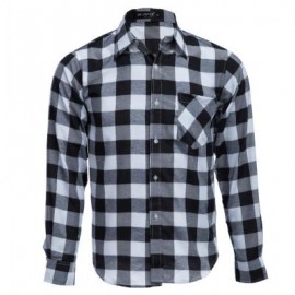 image of SLIM FIT TURN-DOWN COLLAR LONG SLEEVE MALE CASUAL PLAID SHIRT XL