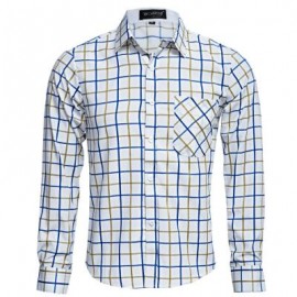 image of CASUAL TURN DOWN COLLAR LONG SLEEVE PLAID PRINT BUTTON AND POCKET DESIGN SHIRT FOR MEN M