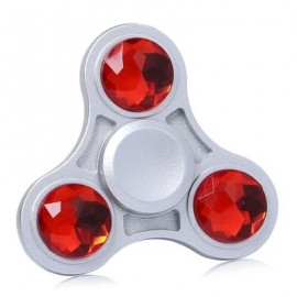 image of ZINC ALLOY FIDGET TOY FINGER SPINNER WITH FAUX CRYSTAL (RED) 6*6*1.5CM