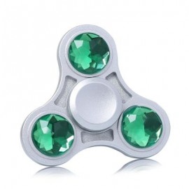 image of ZINC ALLOY FIDGET TOY FINGER SPINNER WITH FAUX CRYSTAL (GREEN) 6*6*1.5CM