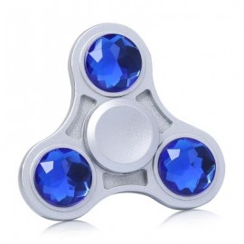 image of ZINC ALLOY FIDGET TOY FINGER SPINNER WITH FAUX CRYSTAL (BLUE) 6*6*1.5CM