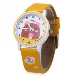 image of KEZZI K667 CHILDREN QUARTZ WATCH CUTE ANIMAL PATTERN DIAL WRISTWATCH (YELLOW) 0