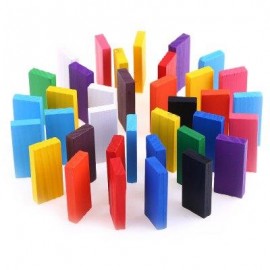 image of 100PCS KIDS BRIGHT COLORED WOODEN TUMBLING DOMINO EDUCATIONAL TOY (COLORMIX) -