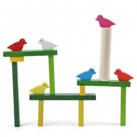 image of KIDS COLORFUL WOODEN BIRD BALANCE BEAM PATIENCE TRAINING TOY (COLORMIX) -