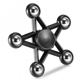 image of FIVE-POINTED STAR PLASTIC HAND SPINNER FUNNY STRESS RELIEVER RELAXATION GIFT (BLACK) -