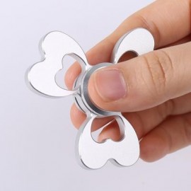 image of ALLOY FIDGET EDC TOY CLOVER SHAPED FINGER GYRO (SILVER) 6*6CM