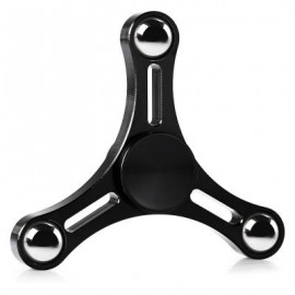 image of TRIANGLE ALUMINUM ALLOY ADHD FIDGET SPINNER WITH THREE BEADS STRESS RELIEVER ADULT FIDGETING TOY (BLACK) -