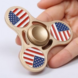 image of PATRIOTIC AMERICAN FLAG METAL FIDGET TRI HAND SPINNER (GOLDEN) 7.5*7.5*1CM