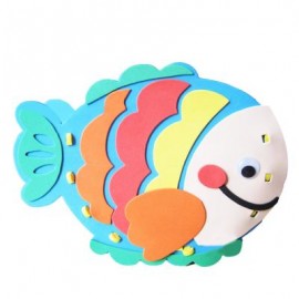 image of KID STEREOSCOPIC STICKER PEN CONTAINER HANDMADE STICKUP EDUCATIONAL TOY (BLUE, FISH) Fish