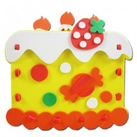 image of KID STEREOSCOPIC STICKER PEN CONTAINER HANDMADE STICKUP EDUCATIONAL TOY (YELLOW, CAKE) Cake