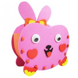 image of KID STEREOSCOPIC STICKER PEN CONTAINER HANDMADE STICKUP EDUCATIONAL TOY (ROSE RED, RABBIT) Rabbit