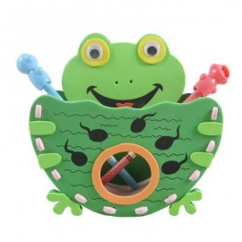 image of KID STEREOSCOPIC STICKER PEN CONTAINER HANDMADE STICKUP EDUCATIONAL TOY (GREEN, FROG) Frog