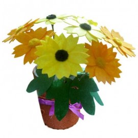 image of CHILDREN DIY NON-WOVEN HANDMADE ARTIFICIAL FLOWER POT EDUCATIONAL TOY (YELLOW) One Size