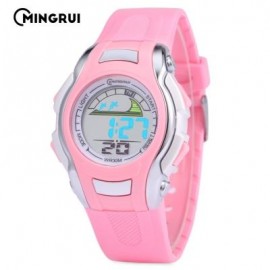 image of MINGRUI MR - 8530021 KIDS DIGITAL MOVT WATCH LED LIGHT DATE DAY CHRONOGRAPH 3ATM WRISTWATCH (PINK) 0