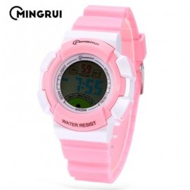 image of MINGRUI MR - 8540061 KIDS DIGITAL MOVT WATCH LED LIGHT DATE DAY CHRONOGRAPH 3ATM WRISTWATCH (PINK) 0