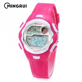 image of MINGRUI MR - 8550033 KIDS DIGITAL MOVT WATCH LED LIGHT DATE DAY ALARM CHRONOGRAPH 3ATM WRISTWATCH (ROSE RED) 0