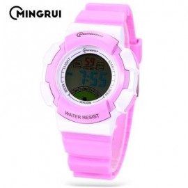 image of MINGRUI MR - 8540061 KIDS DIGITAL MOVT WATCH LED LIGHT DATE DAY CHRONOGRAPH 3ATM WRISTWATCH (PURPLE) 0