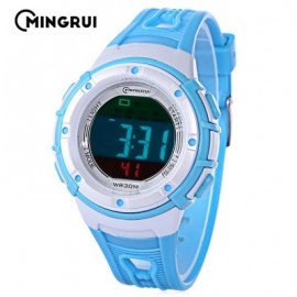 image of MINGRUI MR - 8556096 KIDS DIGITAL MOVT WATCH LED LIGHT DATE DAY ALARM CHRONOGRAPH 3ATM WRISTWATCH (LAKE BLUE) 0