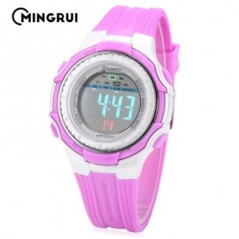 image of MINGRUI MR - 8555096 KIDS DIGITAL MOVT WATCH LED LIGHT DATE DAY ALARM CHRONOGRAPH 3ATM WRISTWATCH (PURPLE) 0