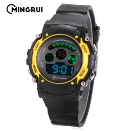 image of MINGRUI MR - 8552095 KIDS DIGITAL MOVT WATCH LED LIGHT DATE DAY ALARM CHRONOGRAPH 3ATM WRISTWATCH (BLACK) 0