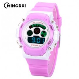 image of MINGRUI MR - 8552095 KIDS DIGITAL MOVT WATCH LED LIGHT DATE DAY ALARM CHRONOGRAPH 3ATM WRISTWATCH (PURPLE) 0