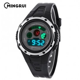 image of MINGRUI MR - 8558095 KIDS DIGITAL MOVT WATCH LED LIGHT DATE DAY CHRONOGRAPH 3ATM WRISTWATCH (BLACK) 0
