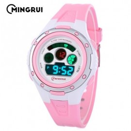 image of MINGRUI MR - 8558095 KIDS DIGITAL MOVT WATCH LED LIGHT DATE DAY CHRONOGRAPH 3ATM WRISTWATCH (PINK) 0