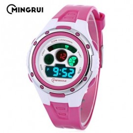 image of MINGRUI MR - 8558095 KIDS DIGITAL MOVT WATCH LED LIGHT DATE DAY CHRONOGRAPH 3ATM WRISTWATCH (ROSE RED) 0