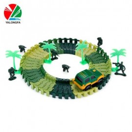 image of YALONGFA NO.358 48PCS DIY RACING TRACK ASSEMBLY (ARMY GREEN) 0