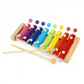 image of KID WOODEN 8 NOTES MUSICAL TOYS HAND KNOCK XYLOPHONE EDUCATIONAL TOYS (COLORFUL) -
