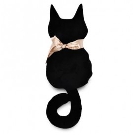 image of STUFFED CAT SHAPE PLUSH DOLL TOY BIRTHDAY CHRISTMAS GIFT (BLACK) 45CM WITH TAIL