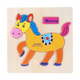 image of 8PCS DTY WOODEN BUILDING BLOCK COLORFUL ANIMALS PUZZLE CARTOON INTELLIGENCE TOY FOR KIDS (COLORMIX) -