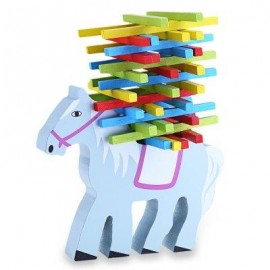 image of KIDS COLORFUL LOVELY CARTOON HORSE ANIMAL SHAPE BALANCE BEAM STACKING GAME INTELLIGENCE TOY (#3) -