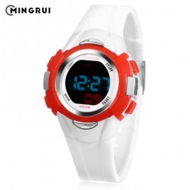 image of MINGRUI 8526013 KIDS DIGITAL MOVT WATCH LED LIGHT DATE DAY CHRONOGRAPH DISPLAY 3ATM WRISTWATCH (WHITE) 0
