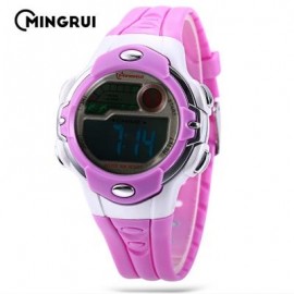 image of MINGRUI MR - 8532033 KIDS DIGITAL MOVT WATCH LED LIGHT DATE DAY CHRONOGRAPH 3ATM WRISTWATCH (PURPLE) 0