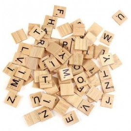 image of 100PCS WOODEN SCRABBLE TILES CAPITAL LETTERS BOARD ALPHABET TOY (APRICOT) One SIze