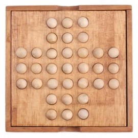 image of KIDS CLASSICAL WOODEN MARBLE SOLITAIRE INTELLIGENCE DEVELOPMENT TOY (WOOD) -