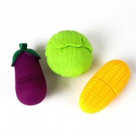 image of VEGETABLE SHAPE SOFT PLASTIC TOY BUILDING TOY 3PCS (COLORMIX) 0