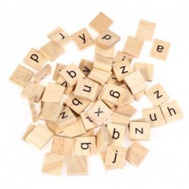 image of 100PCS WOODEN SCRABBLE TILES LOWERCASE LETTERS BOARD ALPHABET TOY (APRICOT) -