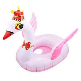 image of KIDS BABY CUTE ANIMAL SHAPE INFLATABLE SWIMMING RING POOL TUBE FLOAT SEAT BOAT - GOOSE (ROSE + WHITE) -