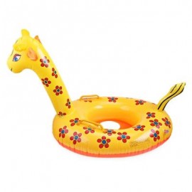 image of KIDS BABY CUTE ANIMAL SHAPE INFLATABLE SWIMMING RING POOL TUBE FLOAT SEAT BOAT - DEER (ORANGE + YELLOW + RED) -