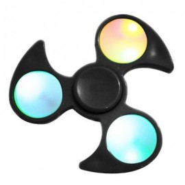 image of FIDDLE TOY FIDGET SPINNER WITH COLORFUL FLASHING LED LIGHTS (BLACK) -