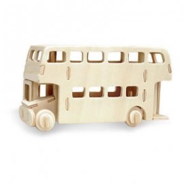 image of ROBOTIME BUS 3D WOODEN PUZZLE ENVIRONMENTAL ASSEMBLE TOY (WOOD) 23.00 x 18.50 x 1.00 cm