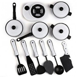 image of 11PCS SIMULATION KITCHEN COOKWARE PRETEND ROLE PLAY TOY FOR CHILDREN (WHITE) -