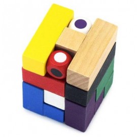 image of MAGIC CUBE STYLE PUZZLE EDUCATIONAL WOODEN INTERLOCK TOY BIRTHDAY GIFT (COLORMIX) -